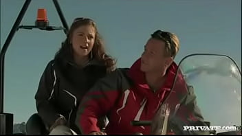 Gilda roberts rides a snowmobile to have sex with her ski instructor