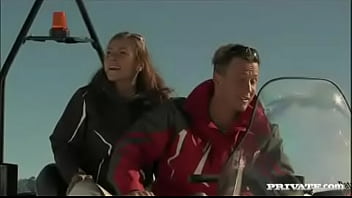 Gilda roberts rides a snowmobile to have sex with her ski instructor