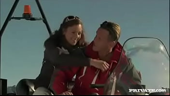 Gilda roberts rides a snowmobile to have sex with her ski instructor