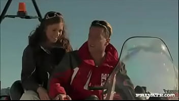 Gilda roberts rides a snowmobile to have sex with her ski instructor