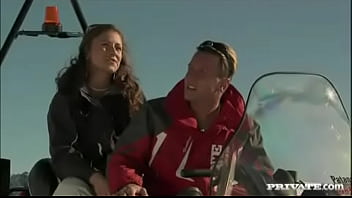 Gilda roberts rides a snowmobile to have sex with her ski instructor