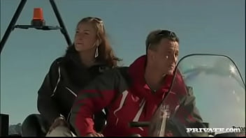 Gilda roberts rides a snowmobile to have sex with her ski instructor
