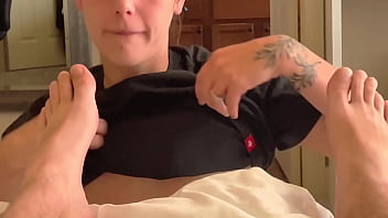 She licks my feet and sucks my dick