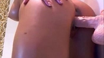 Hot busty girl fuck with dildo on the wall