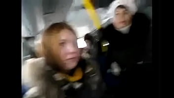 Russian girls flirt with an exhibitionist stranger on the bus Russian girls flirt with an exhibitionist stranger on the bus