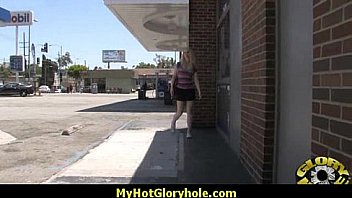 I sneak black bj as i fuck husband thrue gloryhole 26