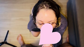 Quiet nerdy girl gives the best head deepthroat ball licking gagging sloppy mouth fuck