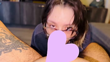 Quiet nerdy girl gives the best head deepthroat ball licking gagging sloppy mouth fuck
