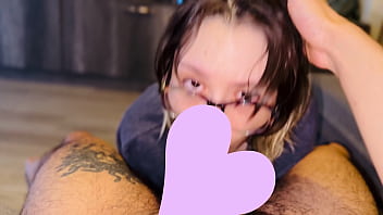 Quiet nerdy girl gives the best head deepthroat ball licking gagging sloppy mouth fuck