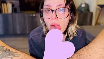 Quiet nerdy girl gives the best head deepthroat ball licking gagging sloppy mouth fuck