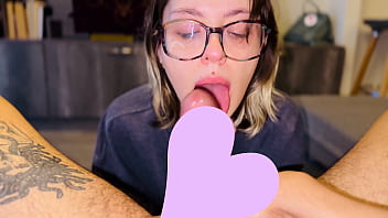 Quiet nerdy girl gives the best head deepthroat ball licking gagging sloppy mouth fuck