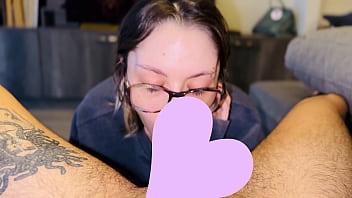 Quiet nerdy girl gives the best head deepthroat ball licking gagging sloppy mouth fuck