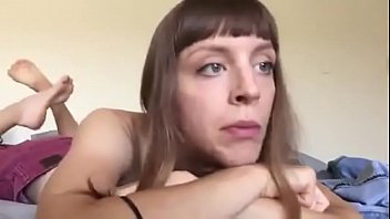 Beauty sucking and slurping lollipop and chewing gum