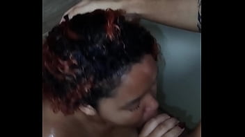 Hot bath ends with cum on face