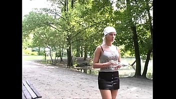 Nasty german blonde pisses her panties