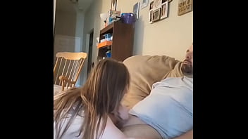 Gentle femdom on the couch turns into a creampie