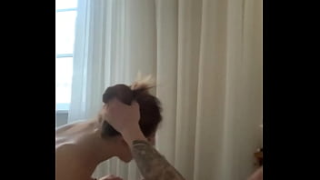 A gorgeous blowjob from a redheaded russian beauty