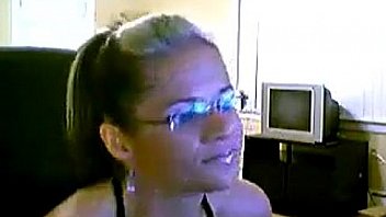 Cam slut with glasses teasing