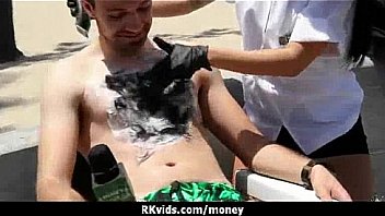 Desperate teen naked in public and fucks to pay rent 24