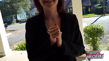 Redhead coed hottie ravyn rubs her tits and pokes her pussy with a sex toy