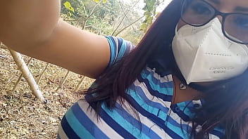 My stepmother's slut is in the jungle walking in search of a dick to fuck outdoors