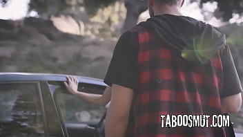 Blonde hitchhiker outdoor sex with a stranger