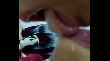 Sexy teen gives a great blowjob and receives cum in the mouth from her latin stepbro