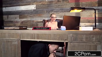 Stunning blonde principal with glasses takes charge over naughty student in her office Stunning blonde principal with glasses takes charge over naughty student in her office