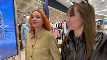 Making out in dressing room with hot redhead lesbian public sex