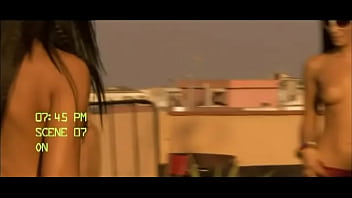 Sexy black angelina is double penetrated on a rooftop