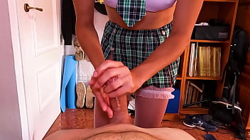 18 japanese amateur girl getting huge cum on tight pussy