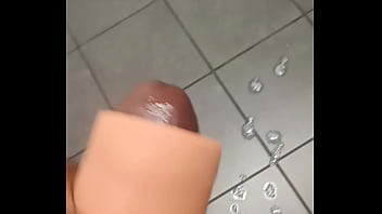 Cumshot in drugstore bathroom
