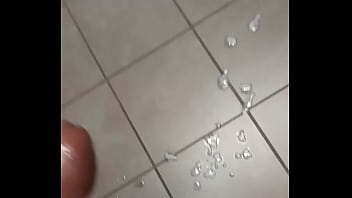 Cumshot in drugstore bathroom