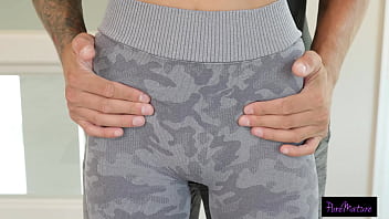 Jamie michelle cleans up trainer's sweaty cock