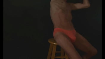 Part 2 Down In The Dark Sneak A Peek Preview Groin Stretching On The Stool With Dark Background And Bright Briefs With The Light Off thumbnail