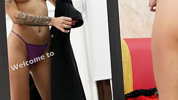 Beautiful Young Babe Trying Denim Shorts Wearing A G String thumbnail