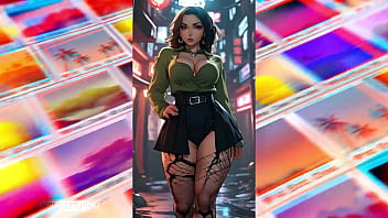 Thick anime beauties take the block in an ai animated photoshoot