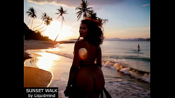 Walking in the beach with a pawg woman