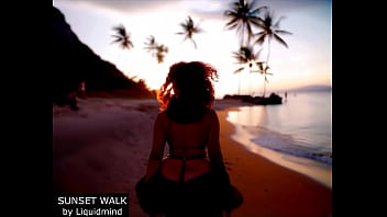 Walking in the beach with a pawg woman