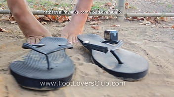 Latina giantess soles crush tiny unaware bugs flip flops goddess dirty feet