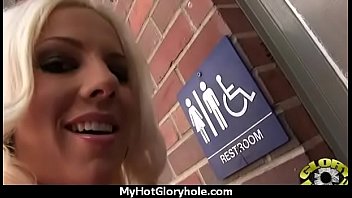 Ebony teen cleaning all the cocks at gloryhole 9