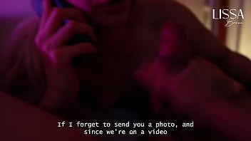 Unfaithful slut hotwife talks to her cuckold boyfriend on the phone while giving blowjob to her lover until she drinks his cum