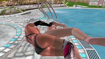 Animated 3d sex cute lesbian girl fucking another girl in spoon position
