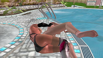 Animated 3d sex cute lesbian girl fucking another girl in spoon position