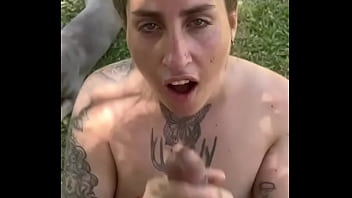 In the park she swallows my cum allways