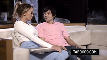 Sexy stepmother getting banged from behind by stepson