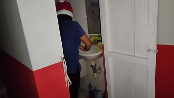 The whore put on a balaclava and makes porn from her work warehouse showing her mature vagina