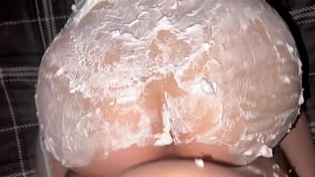 She's all foamy huge soapy ass gets a huge cock