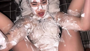 She's all foamy huge soapy ass gets a huge cock