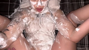 She's all foamy huge soapy ass gets a huge cock